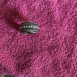 Lia Sophia Silver w/ cz and Black Striped Ring